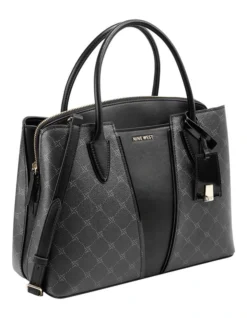 Nine West Lorraine Black Logo Multi Zip Top Satchel Bag -Nine West 860125780 3 720x928
