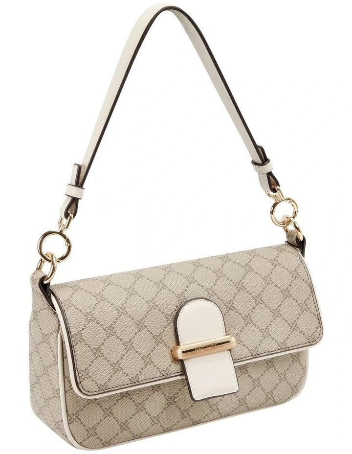 Nine West Zetta Beige Logo Milk Flapover Shoulder Bag 3 Nine West Zetta Beige Logo Milk Flapover Shoulder Bag - Image 3