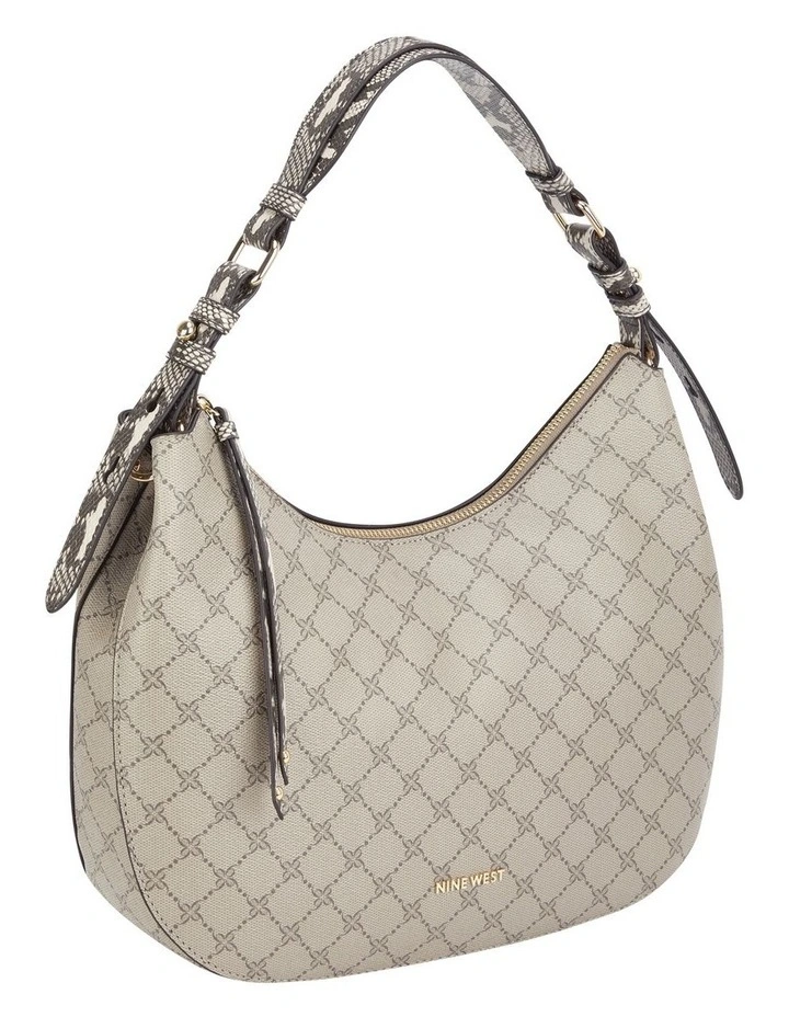 Nine West Irina Logo Zip Top Hobo Bag In Beige Multi 2 Nine West Irina Logo Zip Top Hobo Bag In Beige Multi - Image 2