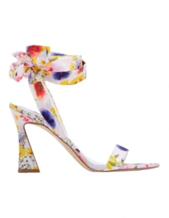 Nine West Kelsie Tie-Up Sandals In White Floral