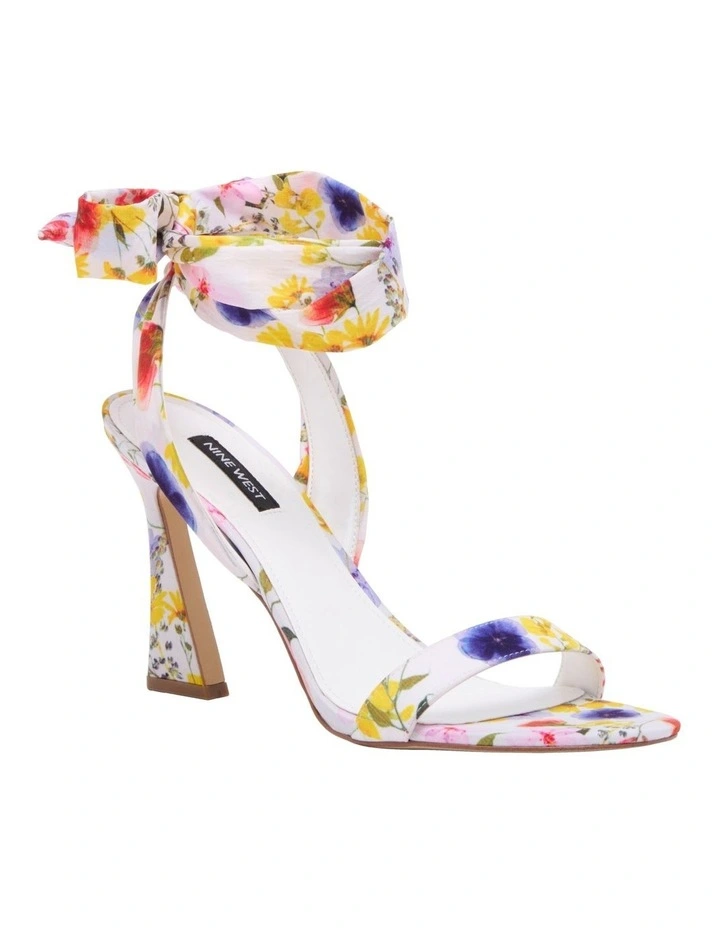 Nine West Kelsie Tie-Up Sandals In White Floral 2 Nine West Kelsie Tie-Up Sandals In White Floral - Image 2