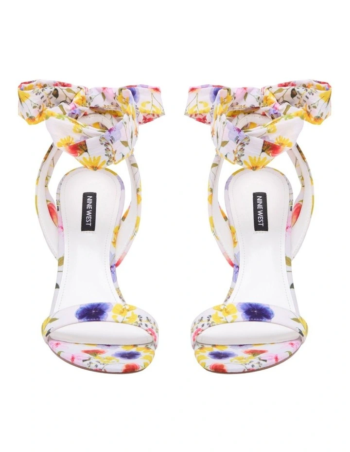 Nine West Kelsie Tie-Up Sandals In White Floral 3 Nine West Kelsie Tie-Up Sandals In White Floral - Image 3