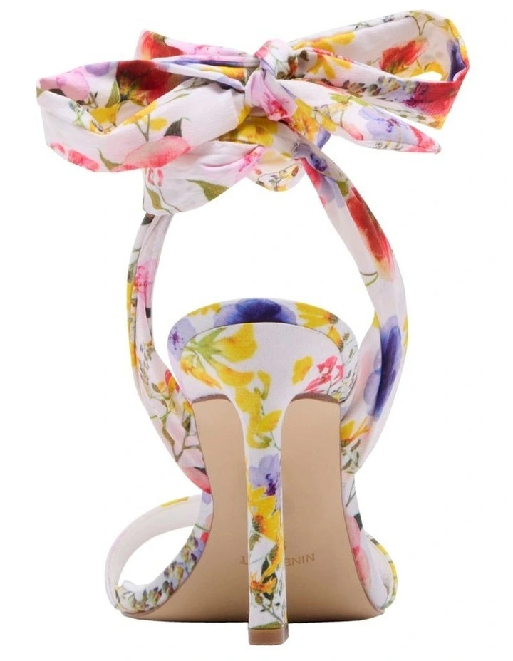 Nine West Kelsie Tie-Up Sandals In White Floral 4 Nine West Kelsie Tie-Up Sandals In White Floral - Image 4